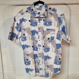 LaVane New York Mens XL Short Sleeve Button Down Abstract Camo Paint Splatter